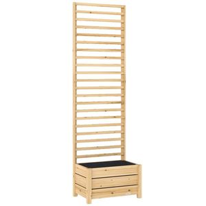 Outsunny Pat înălțat cu spalier din lemn, jardiniere înălțată cu spalier, orificiu de scurgere, căptușeală textilă, 60 x 39 x 200 cm, lemn natural | Aosom Romania imagine