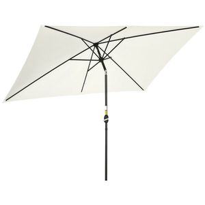 Outsunny Umbrelă de Grădină Înclinabilă cu Manivelă și 6 Spiţe, 2x3 m, Alb Crem | Aosom Romania imagine