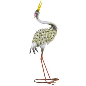 Outsunny Statui de grădină, sculptură de stârc din metal, statui de păsări 71 cm, pentru curte, iaz, terasă, verde | Aosom Romania imagine