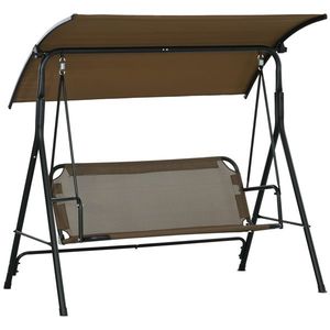 Outsunny Balansoar de Grădină cu 3 Locuri și Parasolar Reglabil, 172x110x153 cm, Maro | Aosom Romania imagine
