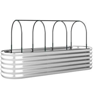 Outsunny Jardinieră Exterioară Mare cuHusă de Seră și Plasă Fund Deschis pentru Patio Terasă 200x60x103 cm Argintiu | Aosom Romania imagine