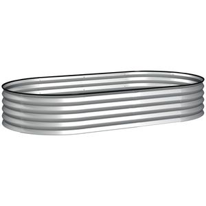 Outsunny Jardinieră ridicată din oțel galvanizat pat de grădină bordură cauciuc 181 x 93 x 30 cm argintiu | Aosom Romania imagine