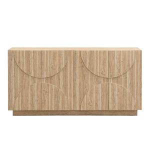 Bufet cu mult spațiu de depozitare, design scandinav-minimalist, 160x40x80 cm, Culoare naturală imagine