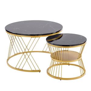 Set modern de măsuțe nesting, 2 piese, 70x70x45 cm/45x45x40 cm, Negru imagine