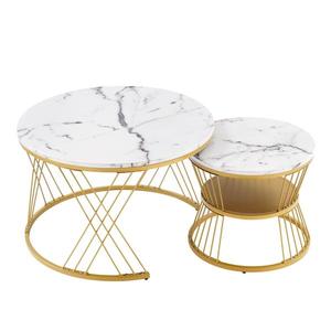 Set modern de măsuțe nesting, 2 piese, 70x70x45 cm/45x45x40 cm, Alb imagine