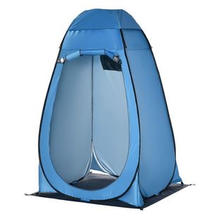 Outsunny Cort de Duș pentru Camping cu Ușă cu Fermoar, Geantă de Transport și Buzunar, 126x124x189 cm, Albastru | Aosom Romania imagine