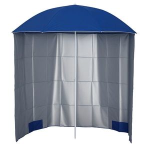 Outsunny Umbrelă de Plajă cu Perdea Laterală, Săculeți pentru Nisip și Țăruși, Ø220x220 cm, Albastru | Aosom Romania imagine