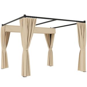 Outsunny Pergola 3 x 3(m) cu acoperis copertina retractabila si perdele, Foisor de exterior cu cadru metalic pentru gradina, Adapost de soare imagine