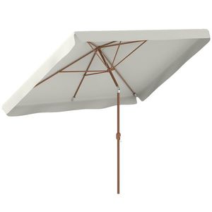 Outsunny Umbrelă de Grădină 2x3 m Inclinabilă cu Deschidere cu Manivelă, Orificiu de Ventilație și Margine cu Volane, Umbrelă de Exterior Dreptunghiulară Anti-UV 50+ din Aluminiu și Poliester de 180 g/㎡, Crem | Aosom Romania imagine