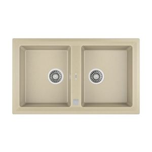 Chiuveta bucatarie tegranit Teka Stone 90B TG 2B cu doua cuve 860x510mm Topasbeige imagine