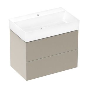 Set mobilier Hansgrohe Xevolos E cu dulap baza 2 sertare front ceramic bronz texturat si lavoar 80x40 alb cu ventil cu preaplin imagine