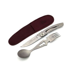 Set Claude Dozorme Thiers Liner cutit pliabil + Forkspinner 2 piese inox husa piele imagine