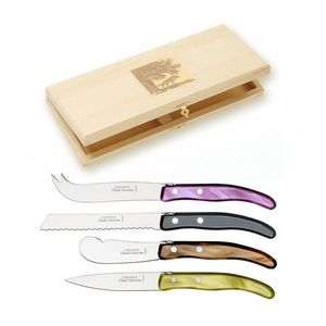 Set cutite mic dejun Claude Dozorme Berlingot 4P maner rasina gri-mov 4 piese cutie lemn imagine