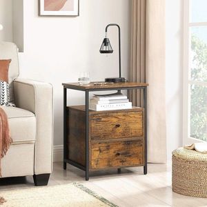 Noptiera / masuta laterala Vasagle, Vincyer, 45 x 45 x 60 cm, PAL/sticla, maro rustic imagine