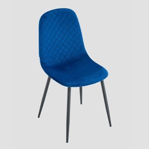 Scaun Noir, Homla, 52x44x85 cm, metal/catifea din poliester, albastru/negru imagine