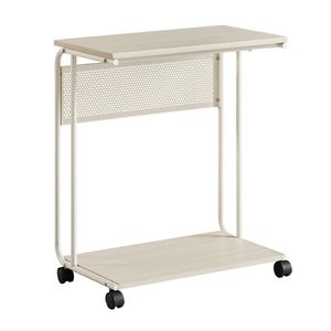 Masuta de cafea in forma de C, cu roti, Vasagle, 55x24x66 cm, max 50 kg, PAL/otel, crem/alb imagine