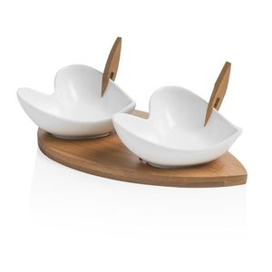 Set pentru aperitive 5 piese, Heart, Brandani, 21x12x5 cm, portelan/bambus imagine