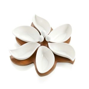 Set pentru aperitive 10 piese, Sunlight, Brandani, 28x27x5 cm, portelan/bambus imagine