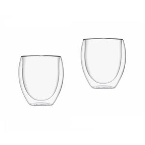 Set 2 pahare cu perete dublu, Brandani, 250 ml, 7.5x9 cm, sticla imagine