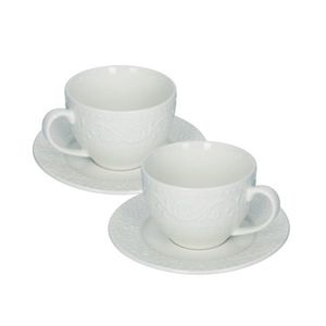 Set 2 cesti cu farfurie pentru ceai, Delizie, Brandani, D15.5x7.5 cm, portelan New Bone China imagine