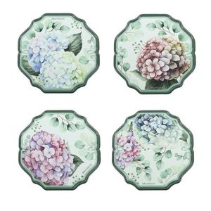 Set 4 suporturi de pahare, Flora, Brandani, 12 cm, ceramica/pluta imagine