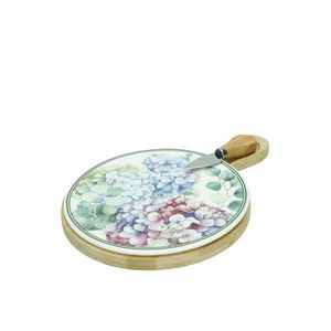 Set servire branzeturi, tocator si cutit, Flora, Brandani, 20.5x29.5 cm, portelan/bambus/inox imagine