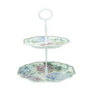 Platou etajat pentru prajituri, Flora, Brandani, 21x21x24.5 cm, portelan/metal imagine