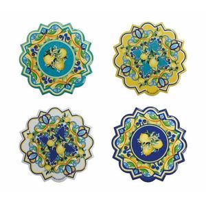 Set 4 suporturi de pahare, Citrus, Brandani, 10.5x10.5 cm, ceramica/pluta imagine