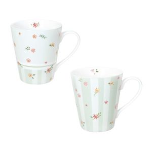 Set 2 cani, Polline Green, Brandani, D8.5x10 cm, 320 ml, portelan New Bone China imagine
