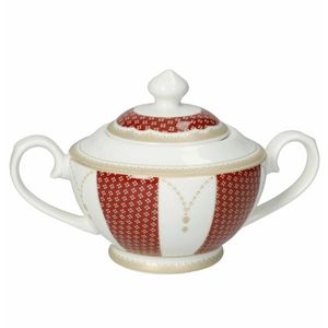 Zaharnita cu capac, Golden Eye Red, Brandani, 16x10 cm, portelan New Bone China imagine