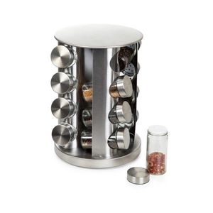 Set 16 recipiente pentru condimente si suport, B2 Rack Essentials, Homla, 19x26 cm, inox/sticla, argintiu imagine