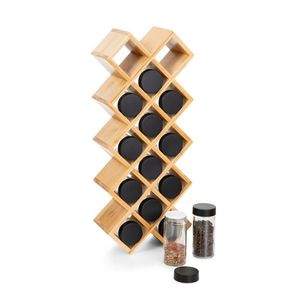 Set 14 recipiente pentru condimente si suport, B2 Bamboo Essentials, Homla, 42x17x9.5 cm, bambus, natur imagine