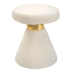 Masuta de cafea, Mauro Ferretti, ICELAND, Ø 42 x 51 cm, lemn de pin/mdf/piele ecologica, crem/auriu/alb imagine