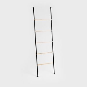 Suport pentru prosoape Taru, Homla, 45x2x159.5 cm, metal/lemn, negru/natur imagine