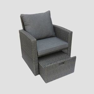 Fotoliu pentru gradina/terasa Linde, Homla, 73x70x81 cm, metal/technorattan/poliester, gri imagine