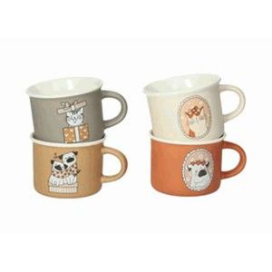Set 4 cesti de cafea espresso, Dogs and Cats, Brandani, 8x5.5 cm, portelan New Bone China imagine