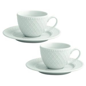 Set 2 cesti cu farfurie pentru cafea, Burlesque, Brandani, 13x5.5 cm, portelan imagine