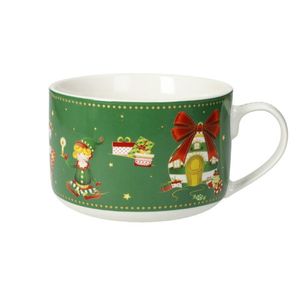 Cana mic dejun, Elfomagia Green, Brandani, 13x8.5 cm, portelan New Bone China imagine