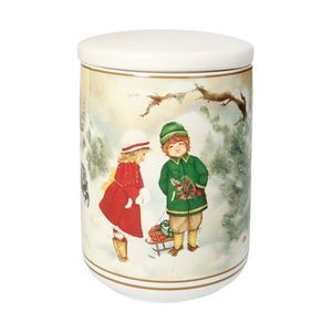 Recipient cu capac, Cuccioli Romantic Kids, Brandani, 10x14.5 cm, portelan New Bone China imagine