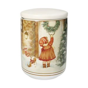 Recipient cu capac, Cuccioli Girl, Brandani, 10x14.5 cm, portelan New Bone China imagine