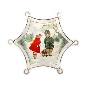 Platou servire, Cuccioli Romantic Kids, Brandani, 20x20 cm, portelan New Bone China imagine
