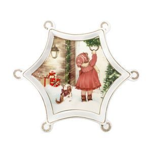 Platou servire, Cuccioli Girl, Brandani, 20x20 cm, portelan New Bone China imagine