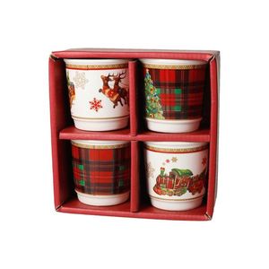 Set 4 cesti de cafea, Christmas, Brandani, 6x6 cm, portelan New Bone China imagine