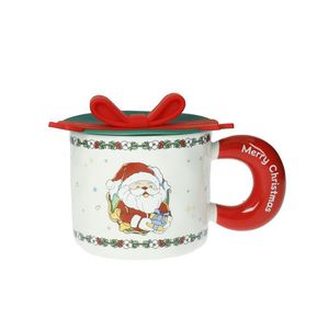 Cana cu capac, Ribbon Santa Claus, Brandani, 9.5x8.5 cm, portelan New Bone China imagine