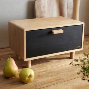 Cutie pentru paine Bambou, Homla, 35x23 cm, bambus, natur/negru imagine