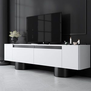 Comoda TV, Hanah Home, Bohem, 180x50x30 cm, Alb/Negru imagine