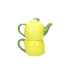 Ceainic cu ceasca 2in1, Brandani, Lemon, 17x11x16 cm, dolomit, galben imagine