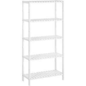 Raft de depozitare multifunctional Songmics, 60x26x130 cm, bambus, alb imagine