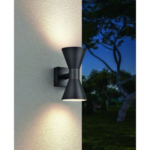 Aplica de perete pentru exterior Ardas, TRIO, 7.6x15x20 cm, 10W, 2x GU10, aluminiu turnat, negru mat imagine