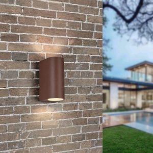 Aplica de perete rotunda pentru exterior Roya, TRIO, 6.9x15 cm, 35W, 2x GU10, aluminiu, maro imagine